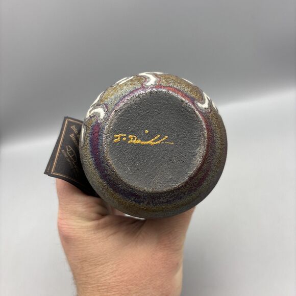Earth & Fire Raku Potteryworks Tribal Vase Pot Signed by Artist Jeremy Diller - Picture 6 of 9